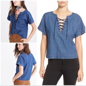 Madewell Lace-Up Denim Blouse